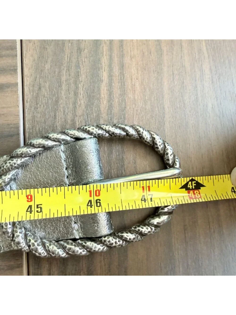 Vintage Womens Leather Belt L Fashion Braided Metallic Gold & Silver Sequins 45
